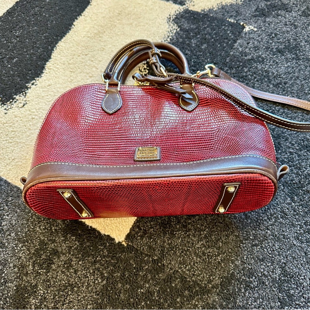 DOONEY & BOURKE Embossed Lizard Dark Red Satchel Tote Shoulder Bag - Picture 14 of 14